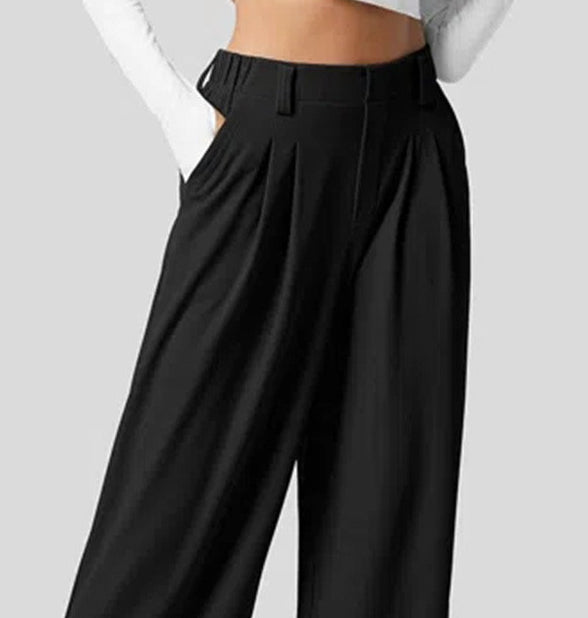 Waffle Textured Wide-Leg Pants