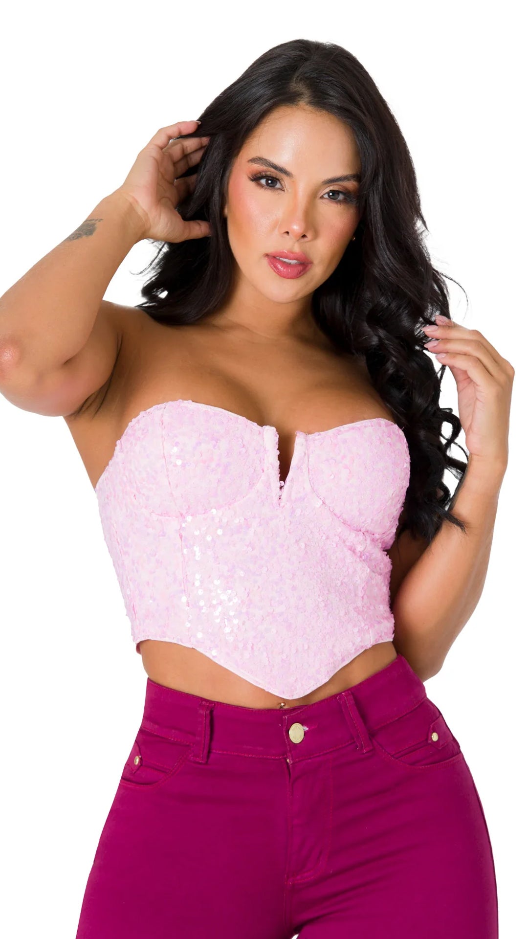 Pink Sequence Corset Top