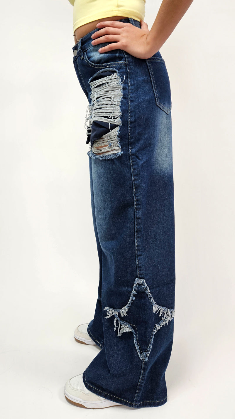 Shredded Star Status Baggy Jeans