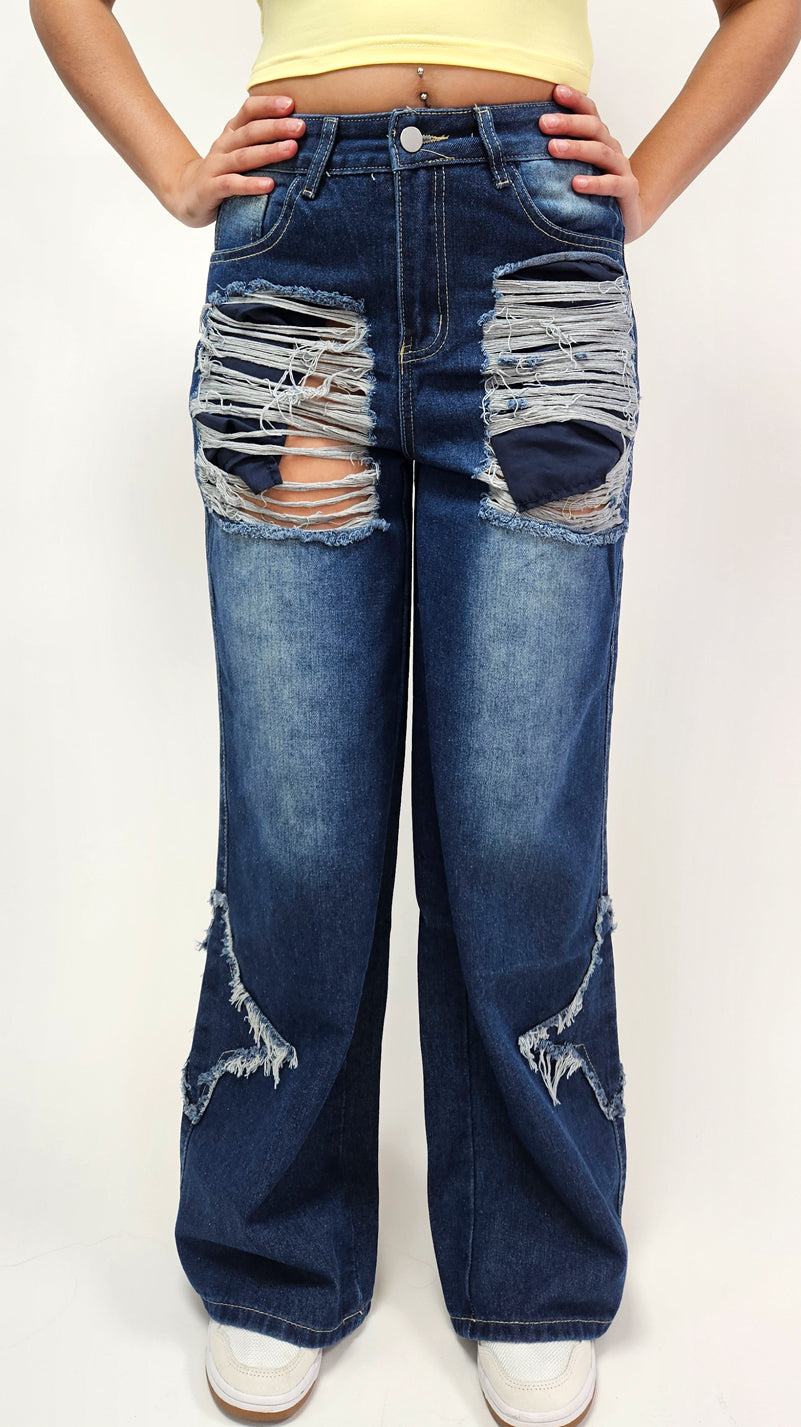 Shredded Star Status Baggy Jeans