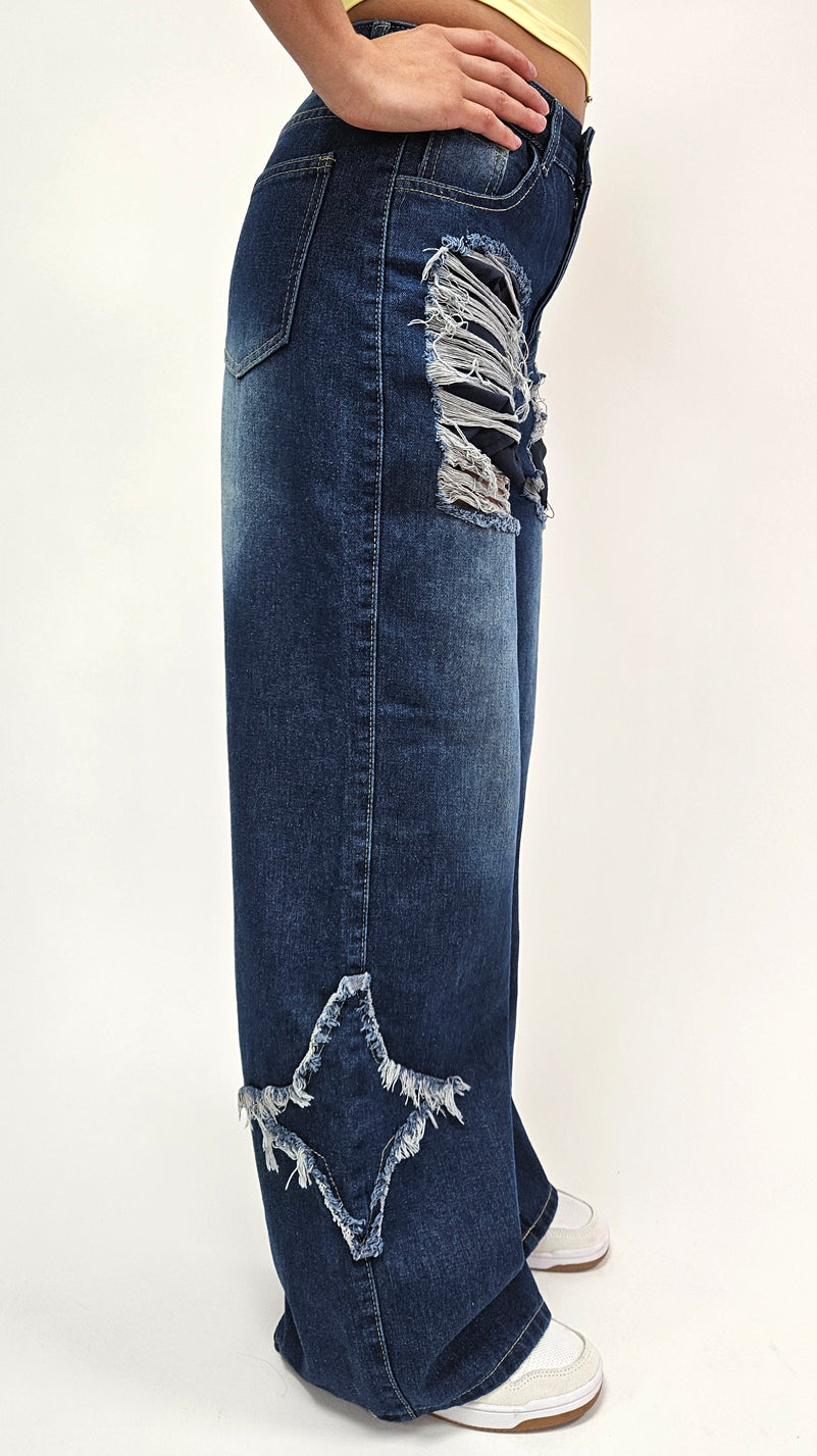 Shredded Star Status Baggy Jeans