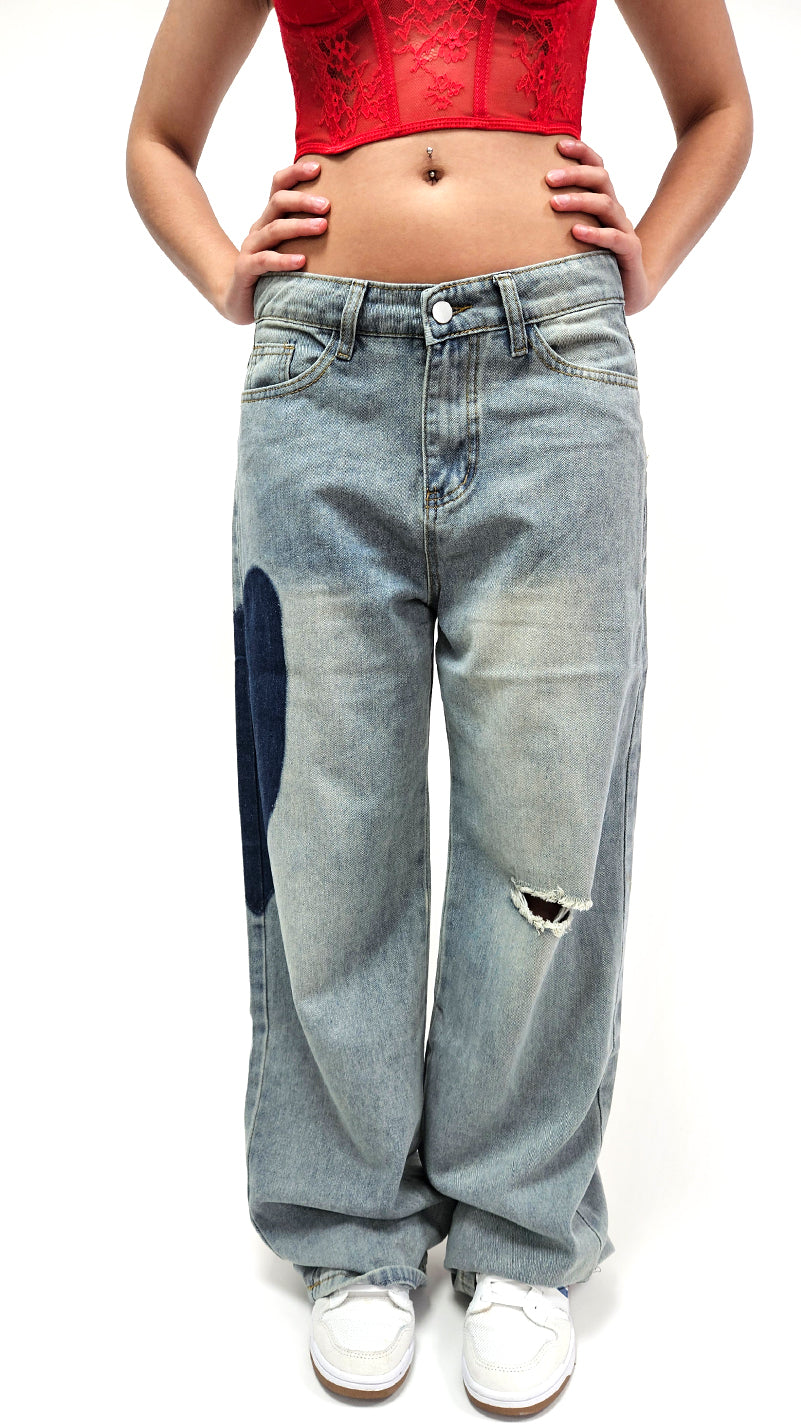 True Blue Vintage Washed Baggy Jeans