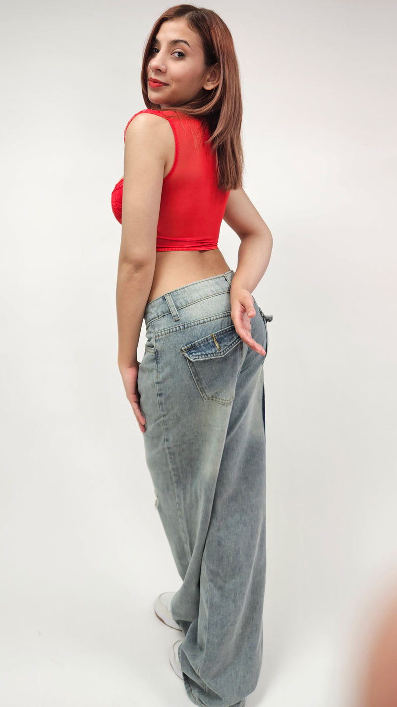 True Blue Vintage Washed Baggy Jeans