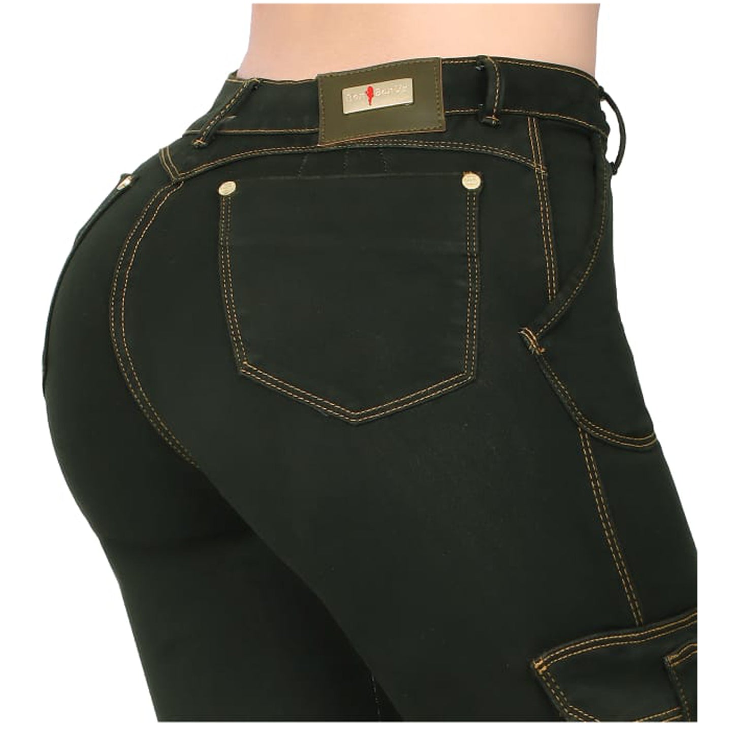 Out All Night Deep Green Colombian Butt-lift Cargo Jeans