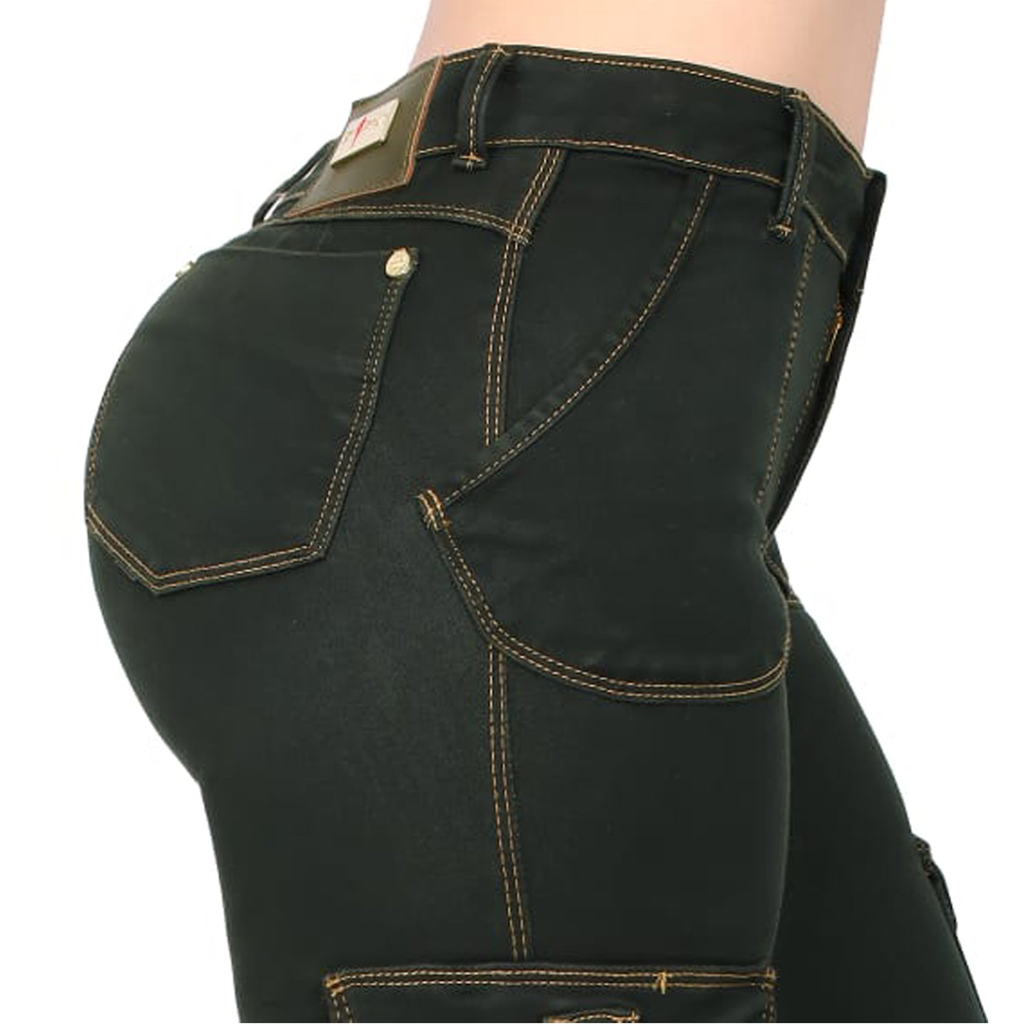 Out All Night Deep Green Colombian Butt-lift Cargo Jeans