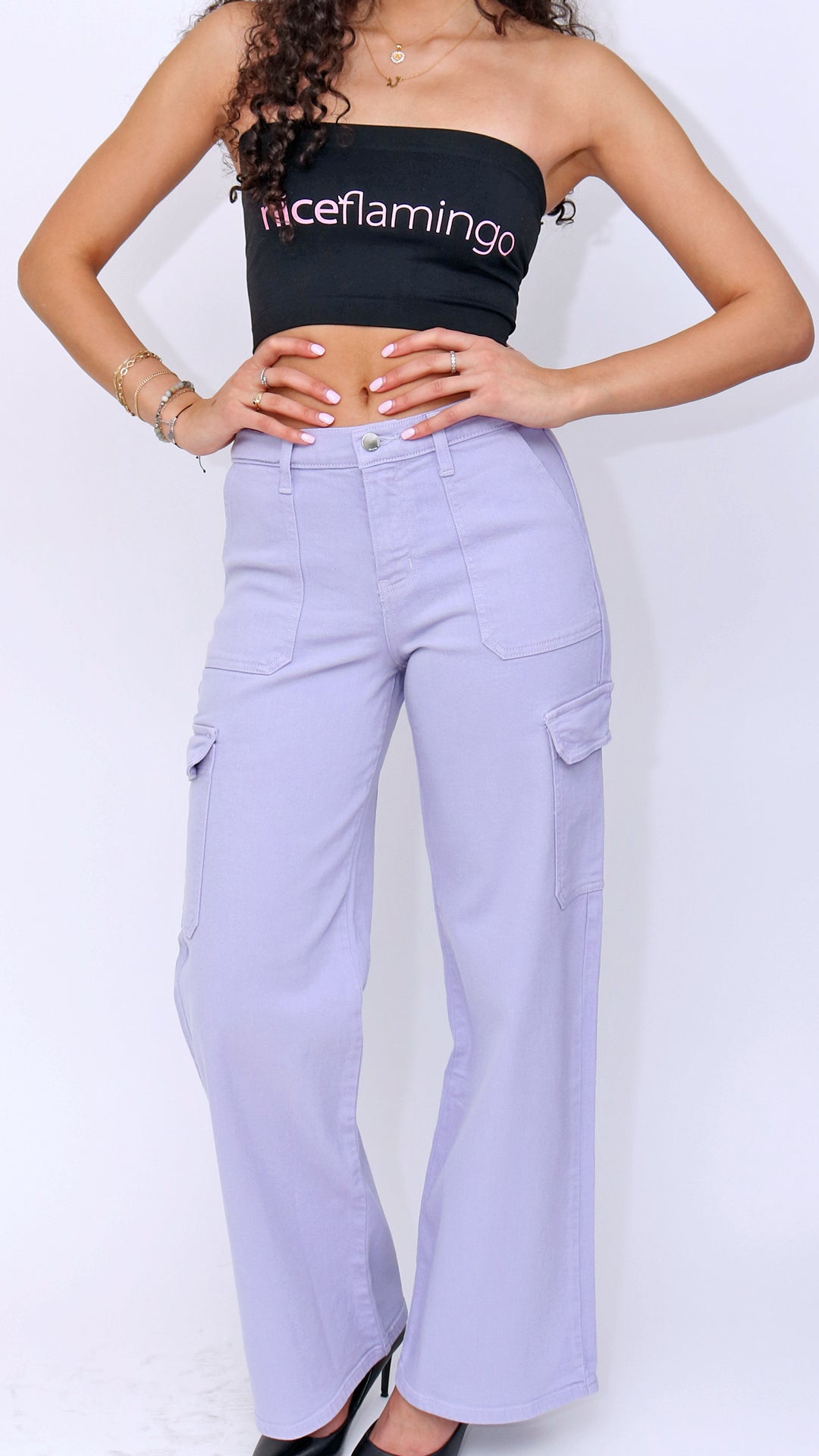 Lilac Wide Leg Cargos