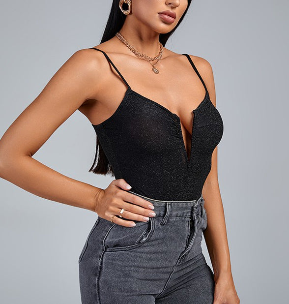 V-neck Halter Bodysuit
