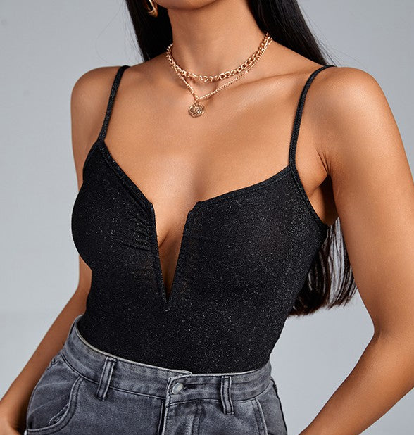 V-neck Halter Bodysuit