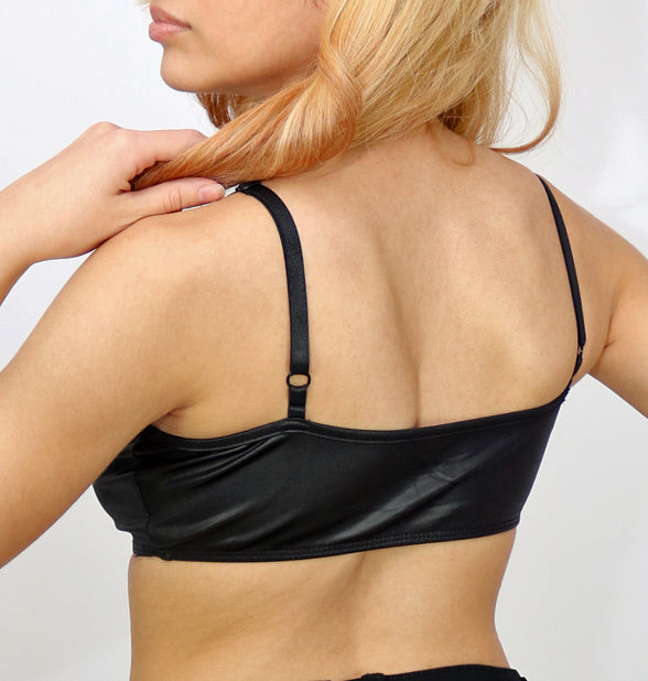 Faux Black Leather Bra Top
