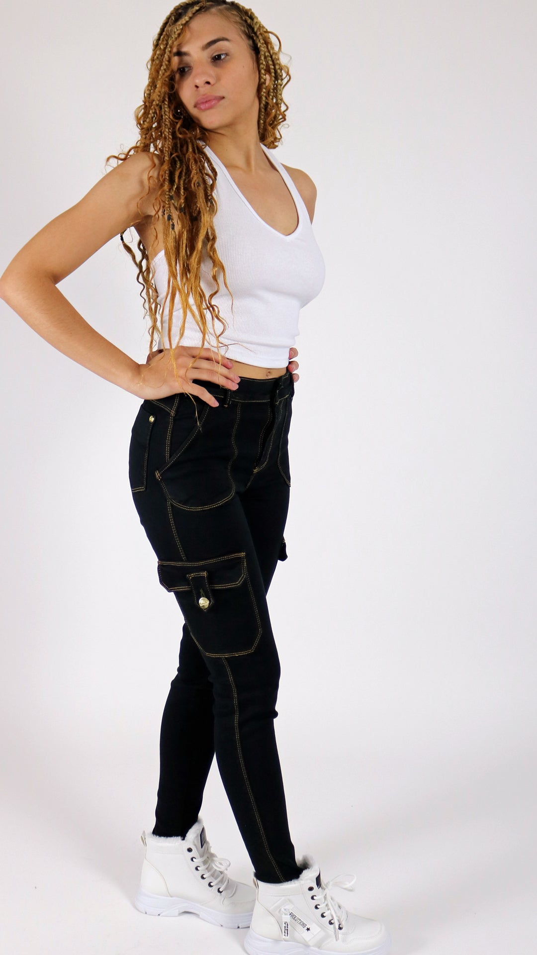 Out All Night Deep Green Colombian Butt-lift Cargo Jeans