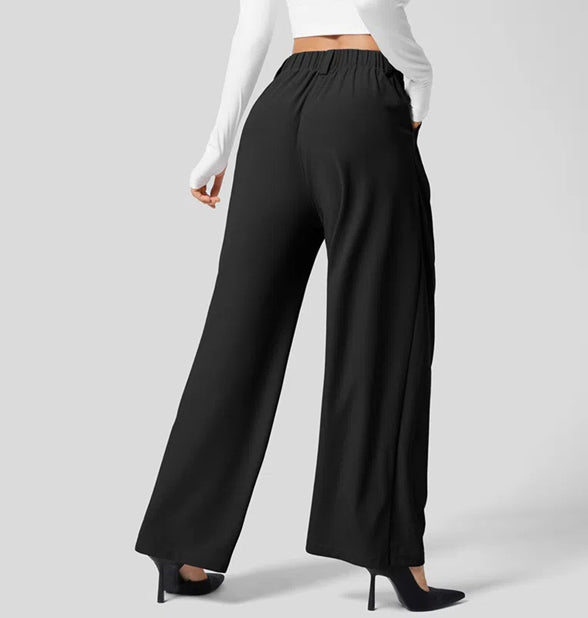 Waffle Textured Wide-Leg Pants