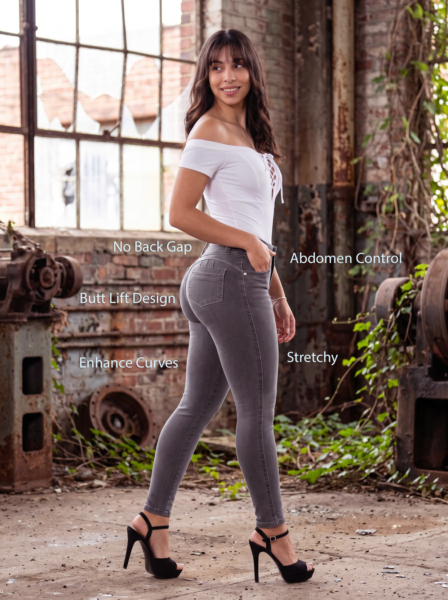 Smoke Charcoal Lift Jeans — Colombian Butt-Lift