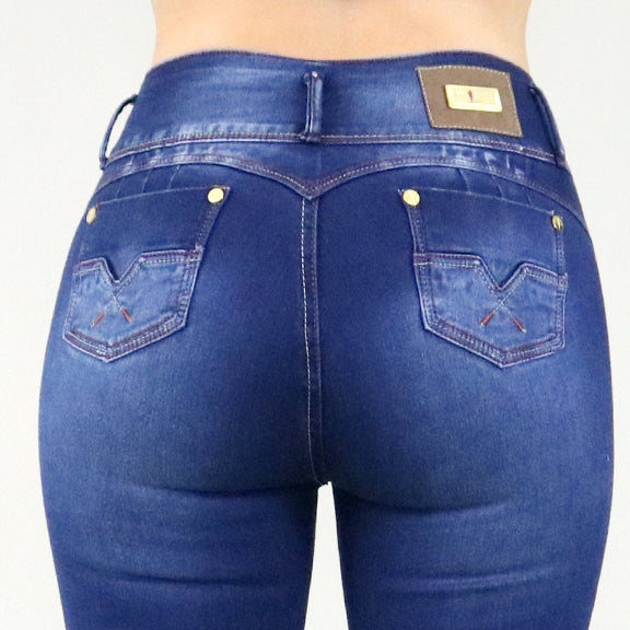 Flower Stitched Colombian Butt-lift Jeans
