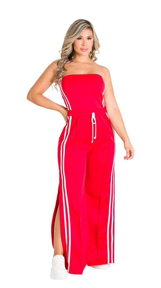 Retro One‑Piece Set – Slit Leg Silhouette