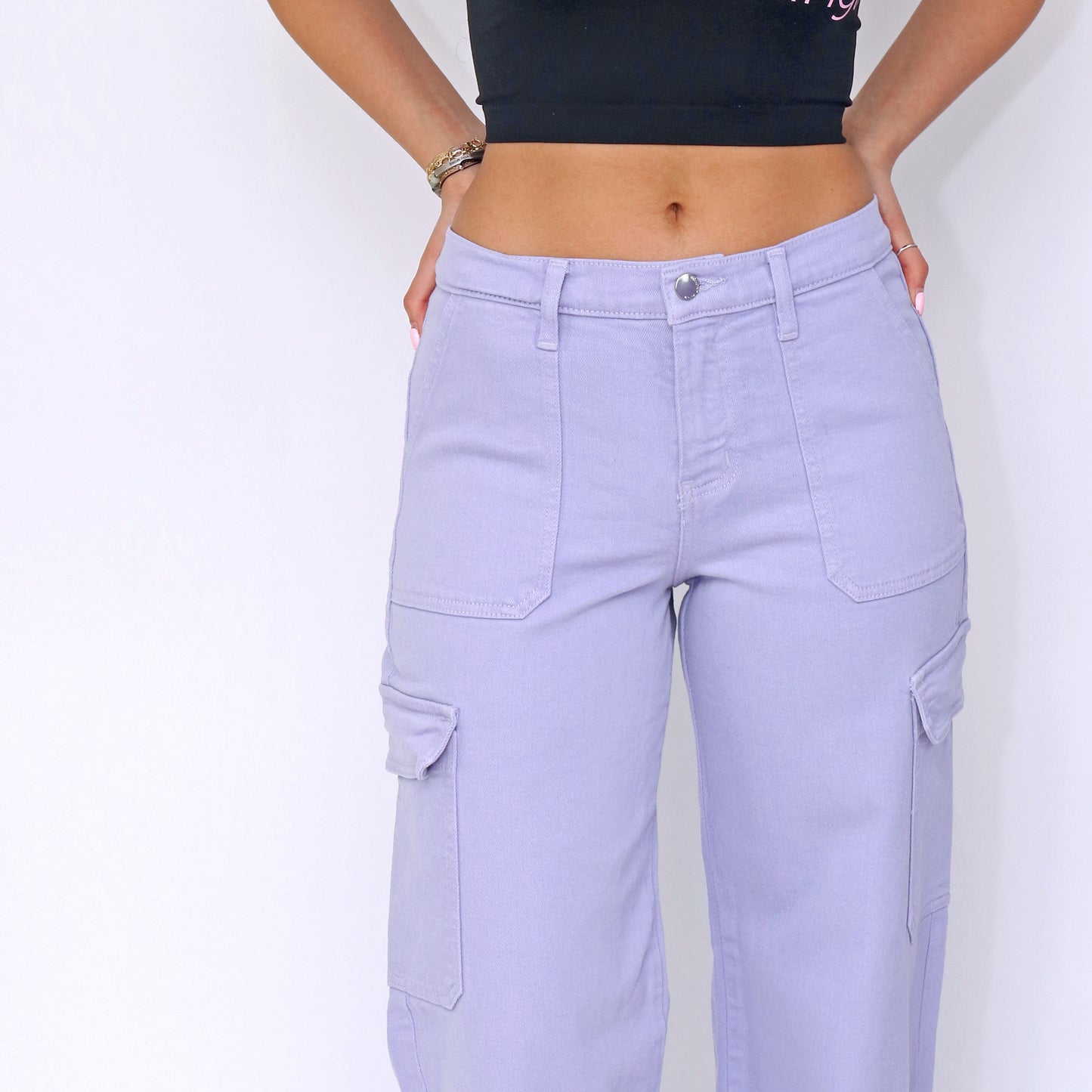 Lilac Wide Leg Cargos