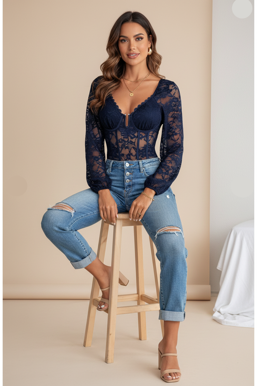 Romantic Lace Corset Bodysuit — Curve-Hugging Fit