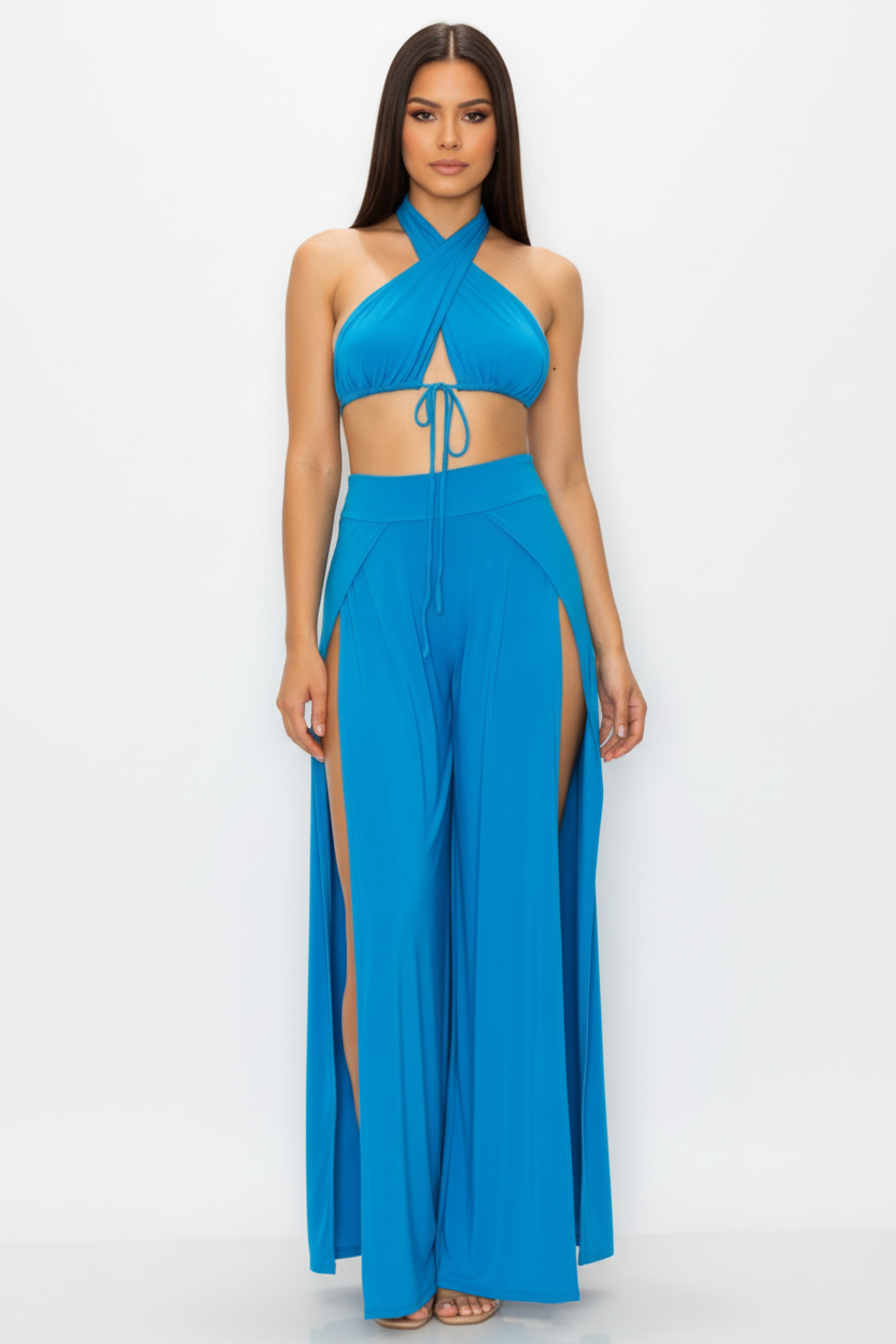 Modal Lounge Set — Soft Bra Top & Side-Slit Pant