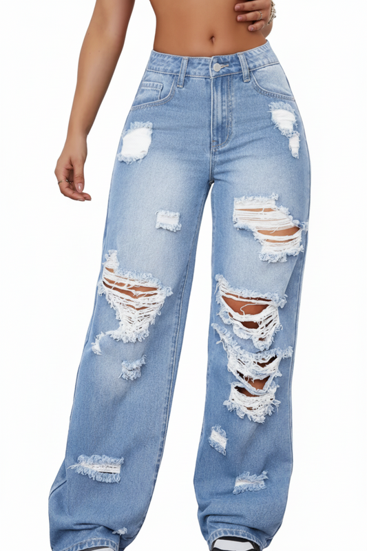 Distressed Baggy Fit Denim